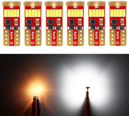 PHINLION Bombillas LED de 500 lúmenes, 194 bombillas LED de 6000 K, color blanco, superbrillante, 168 2825 W5W T10, cuña LED de repuesto para
