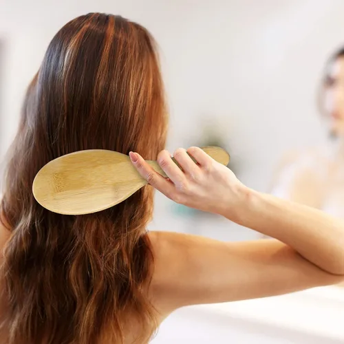 Miniatura 6 de Juego de cepillos de pelo de cerdas de jabalí 100% (mediano). Cerdas naturales suaves para cabello fino y fino. Restaura el brillo y la textura.