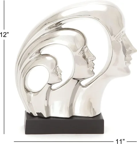 Miniatura 5 de Ebros Gift Plata plateada cerámica abstracta arte contemporáneo moderno 3 caras unidad familiar estatuilla decoración del hogar escultura como museo