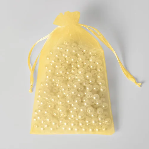 Miniatura 7 de YHJZ 100 bolsas de organza doradas, bolsas de malla pequeñas de 4 x 6 pulgadas con cordón, bolsas de regalo de joyería para bodas, fiestas, Dorado