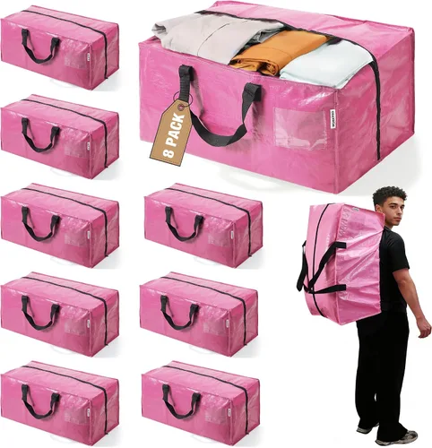 Miniatura 18 de WORKPRO 1 paquete de bolsas de mudanza extra grandes con cremalleras y asas de transporte, correas de mochila, bolsa de almacenamiento resistente