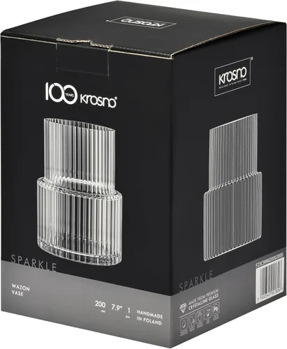 Miniatura 8 de KROSNO Florero de cristal acanalado de 7.8 pulgadas - Florero de cristal transparente para flores y ramos - Vidrio sin plomo - Diseño moderno