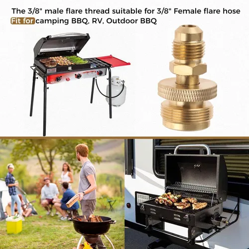 Miniatura 6 de Adaptador regulador de tanque de propano portátil de 1 libra, conexión a rosca hembra de 3/8 pulgadas, piezas de estufa de parrilla de camping