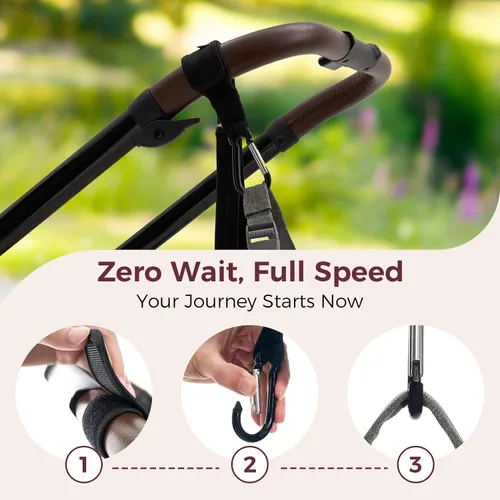 Miniatura 2 de Momcozy Correa de mango para cochecito de bebé Correa de muñeca de seguridad Correa de mano ajustable para silla de ruedas con ganchos