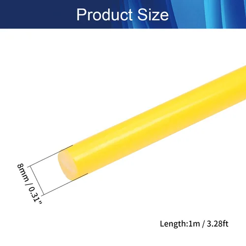 Miniatura 2 de Aicosineg Barra redonda de plástico de polioximetileno para la industria mecánica, color amarillo, 1/3 x 39-3/8 pulgadas (profundidad x largo), 3