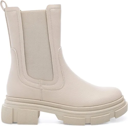 Miniatura 3 de YETIER Womens Mid Calf Platform Booties Lug Sole Elastic Leather Chelsea Boots Chunky Block Heel Non-Slip Combat Comfortable Booties