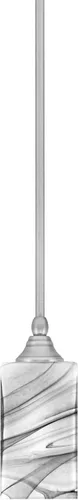 Miniatura 217 de Toltec Lighting Tallo Colgado Mini colgante, acabado de cobre negro, 3.5" cuadrado humo burbuja vidrio