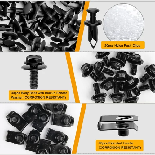 Miniatura 4 de GOOACC 70 piezas de protección contra salpicaduras para el motor, tornillos de protección del cuerpo del parachoques del guardabarros, retenedores