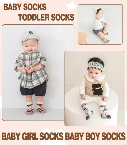 Miniatura 7 de LANLEO Calcetines para bebé y niños pequeños con agarre, calcetines antideslizantes para bebés, niñas y niños, con pinzas, de 6 meses a 5 años