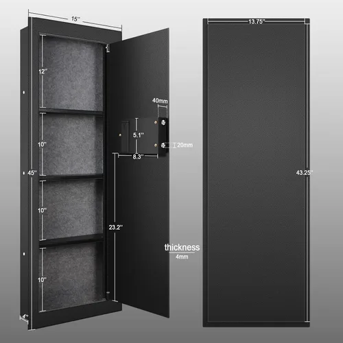 Miniatura 2 de Caja fuerte de seguridad biométrica oculta con huella dactilar - Caja fuerte empotrable en pared entre montantes, perfecta para hogar/oficina/hotel