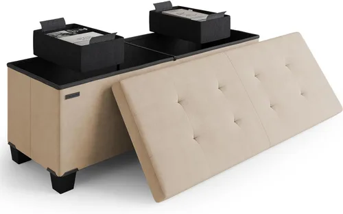 Miniatura 108 de Cubo otomano de almacenamiento con cubo pequeño, otomana cuadrada de 15 pulgadas con almacenamiento para sala de estar y dormitorio, reposapiés