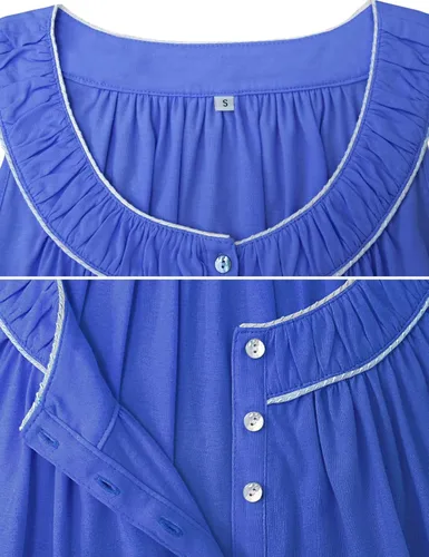 Miniatura 3 de IZZY + TOBY Camisones de algodón para mujer, sin mangas, con bolsillos, suaves, con nudos, camisón largo