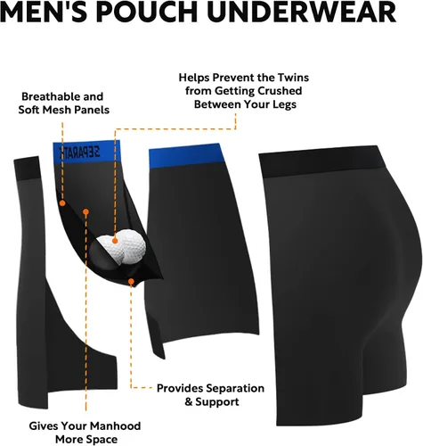 Miniatura 7 de Separatec Ropa interior para hombre con bolsa de bola, cómoda, fresca y fresca, de rayón de bambú, para hombre, estampado elegante, paquete de 3