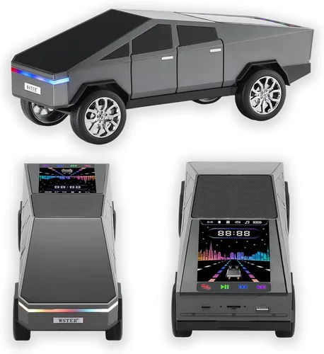 Miniatura 3 de Altavoz Bluetooth para camioneta futurista con pantalla LED - TWS estéreo, radio FM, reproducción USB/TF, faros LED, micrófono integrado, regalo