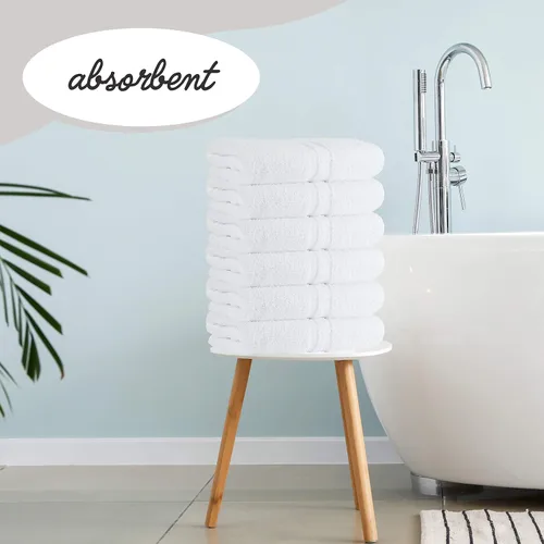 Miniatura 5 de GREEN LIFESTYLE Toalla de Baño de Lujo - Paquete de Toallas de Baño Grandes Blancas para Spa, Gimnasio, Baño, Hotel - 86% Algodón 14% Poliéster