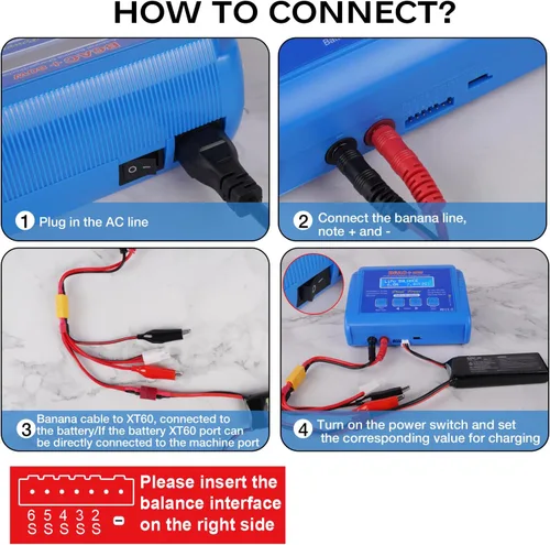 Miniatura 8 de B6AC 80W Lipo cargador de equilibrio de batería 6A descargador, RC Hobby LiPo/Li-ion/Life NiMH/NiCd Cargador de equilibrio de batería digital