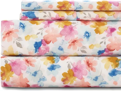 Miniatura 37 de KACEMOO Juego de sábanas California King de 4 piezas, sábanas con estampado floral, diseño bohemio, sábanas refrescantes de microfibra cepillada