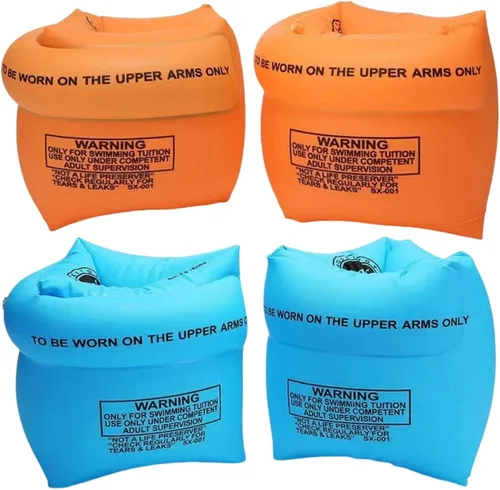 Paquete de 2 a 4 flotadores de brazo para niños y adultos, flotadores de piscina, anillo de natación inflable, mangas flotantes de PVC para niños 2
