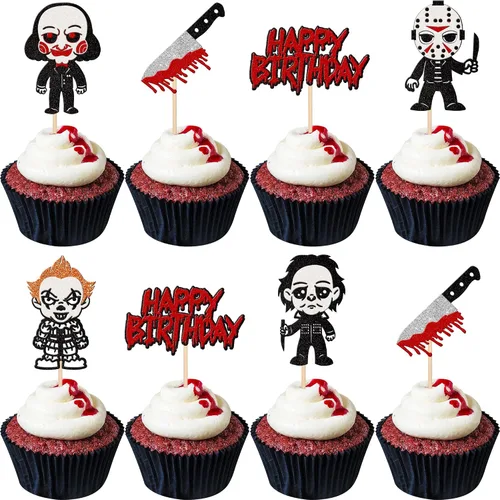 Miniatura 15 de 1 decoración de pastel de terror de Halloween con purpurina para decoración de pastel temática de terror para decoración de pasteles de terror