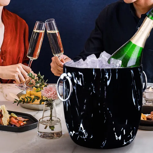 Miniatura 6 de Cubo de hielo con tapa, cuchara, pinzas y colador, acero inoxidable aislado bien hecho, mantiene el hielo congelado durante más tiempo, ideal