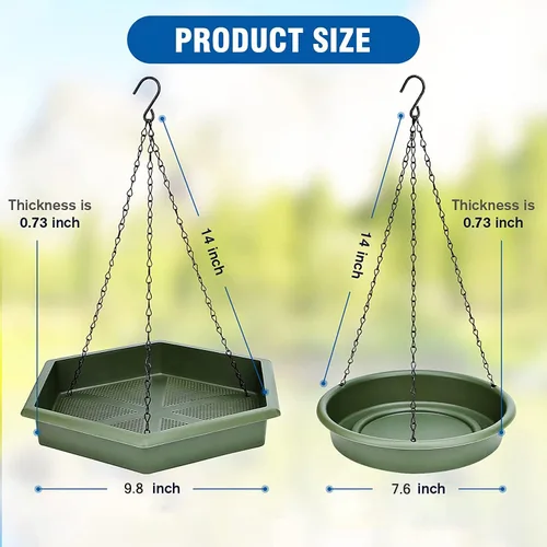 Miniatura 2 de Baño colgante para pájaros, 2 en 1 XL, comedero para pájaros y baño de pájaros para exteriores, comedero de agua para pájaros, bandeja
