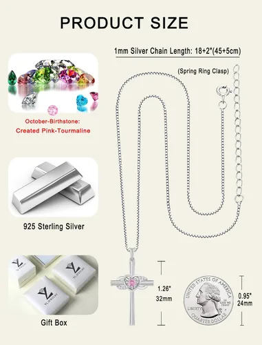 Miniatura 6 de YL Collar de cruz de plata de ley con colgante de crucifijo de corazón infinito para mujer