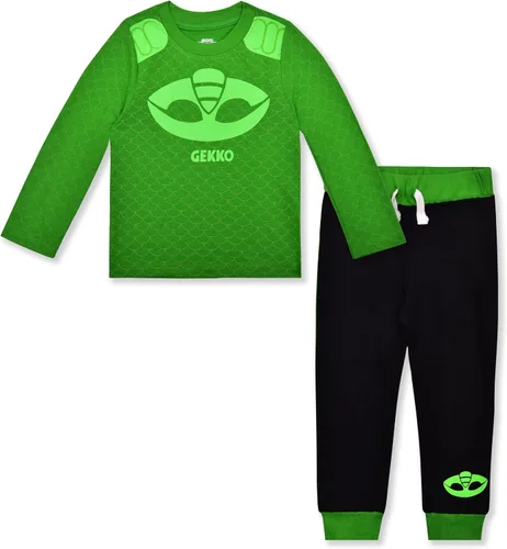 Hasbro PJ Masks Catboy and Gekko - Conjunto de camisa de manga larga y pantalones deportivos para niños pequeños y niños pequeños, verdeazul