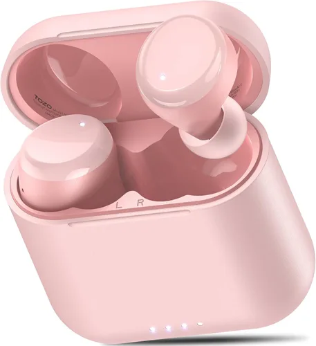 TOZO Auriculares inalámbricos T6, auriculares Bluetooth 5.3, sonido estéreo en el oído, 50 horas de reproducción, estuche de carga inalámbrica, Rosa