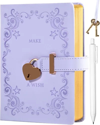 Miniatura 8 de Diario infantil de cuero sintético con candado y llave, agenda de viaje, agenda, cuaderno secreto de notas para mujer, 5.3 x 8.4 pulgadas, girasol