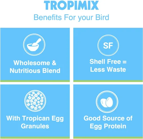Miniatura 5 de HARI Tropimix - Alimento para pájaros para periquitos, canarios y pinzones, alimento para loros hagen con semillas, huevo, frutas y verduras, mezcla