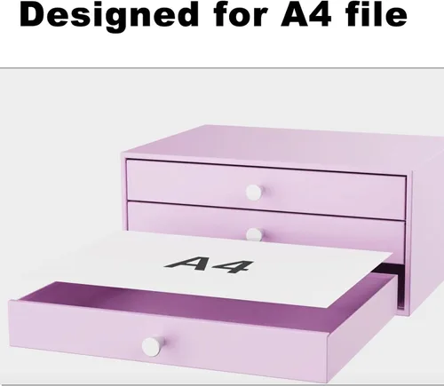 Miniatura 4 de Svartur Cajoneras de escritorio, organizador de escritorio de metal con cajones de almacenamiento para archivos A4, organizador de archivos de Blanco