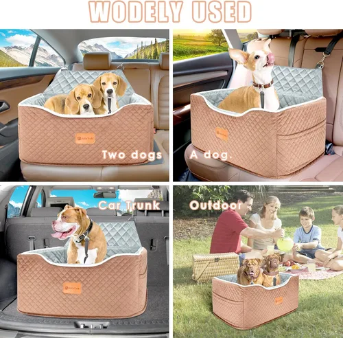 Miniatura 8 de AlfaTok Asiento de automóvil para perro, refuerzo de espuma viscoelástica para perros medianos de hasta 45 libras, cama de viaje elevada desmontable