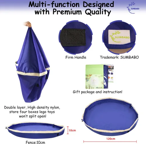 Miniatura 7 de Bolsa de almacenamiento de juguetes con cordón para Lego – Bolsa de tapete de juego, contenedor de almacenamiento de juguetes para niños con tapa