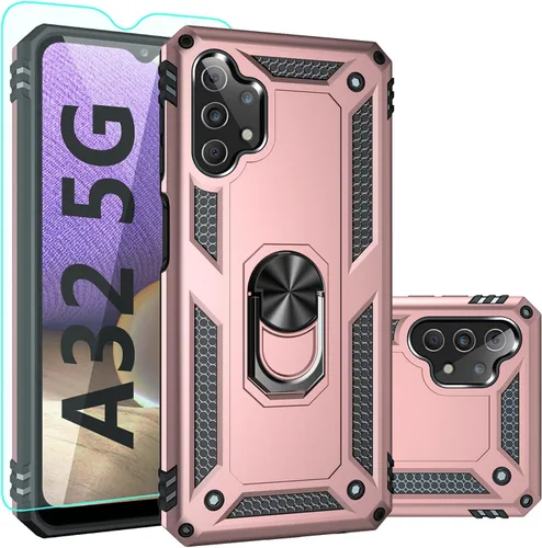 Miniatura 9 de Funda para Samsung Galaxy A32 5G con protector de pantalla, grado militar, probada contra caídas de 16 pies, color azul