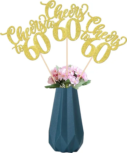 Miniatura 42 de Paquete de 12 palitos de centro de mesa con purpurina montados con número 10 de 10 palitos de centro de mesa para saludos a 10 años de edad