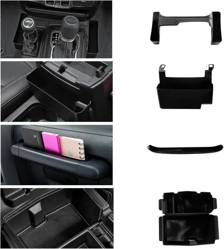 Caja de almacenamiento organizadora de consola central de 4 piezas para Jeep Wrangler JL JLU y Gladiator JT, organizador de bandeja de consola de