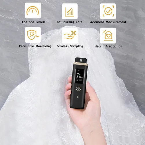 Miniatura 7 de Probador de aliento de cetona Medidor profesional de cetosis de respiración de alta precisión - Analizador portátil de monitor de respiración
