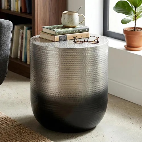 Miniatura 2 de SIMPLIHOME Nova Mesa de metal – Mesa redonda de hierro de 19 pulgadas de ancho en cobre degradado, mesa auxiliar de tambor bohemio para sala