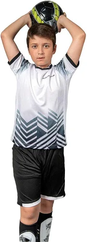 PAIRFORMANCE Camisetas de fútbol para niños, uniforme de entrenamiento de equipo deportivo de 6 a 12 años, conjunto de camisetas y pantalones cortos