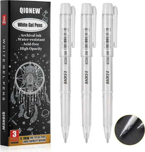 Miniatura 12 de Qionew Bolígrafos de gel plateados, punta fina de 0.039 in, juego de bolígrafos de tinta de gel plateado para artistas, para dibujo de papel negro
