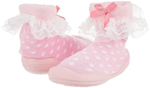 Miniatura 8 de Nuby Snekz - Zapatos cómodos de suela de goma para primeros pasos, lunares rosados, talla S, 7-14 meses