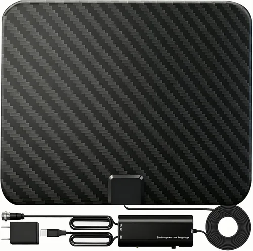 Antena de TV para Smart TV en interiores, antena de TV para canales locales, compatible con 4K 1080p con amplificador de señal, cable coaxial HDTV