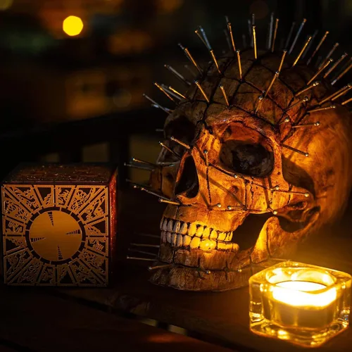 Miniatura 4 de Hellraiser - Caja de rompecabezas, configuración de lamentos, cenobites de Halloween con cabeza de alfiler para cosplay (estilo A)