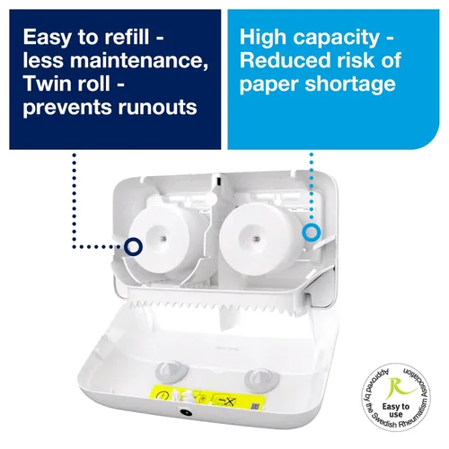 Miniatura 5 de Dispensador de papel higiénico sin núcleo Tork blanco, para hogares y pequeñas empresas, compatible con dispensadores T7
