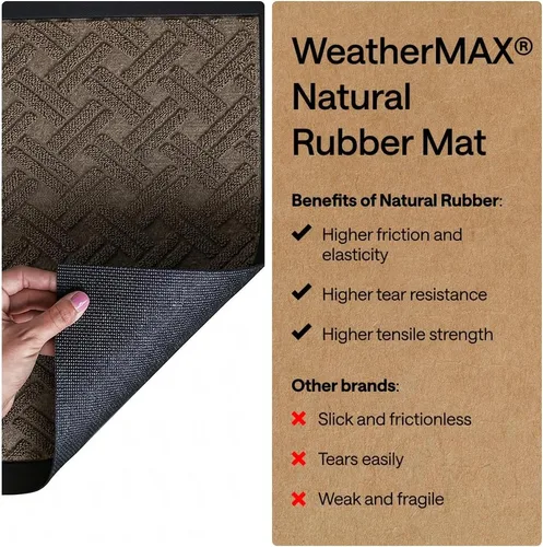 Miniatura 6 de Gorilla Grip WeatherMax - Tapete de pasillo para todas las estaciones, impermeable, 72x24 pulgadas, de goma natural, resistente a manchas, perfil