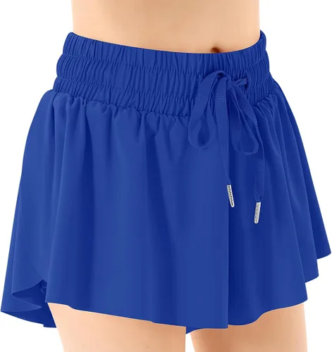 Girls Butterfly Shorts with Pocket Flowy Athletic Shorts High Waist Preppy Running Shorts for Kids Teen