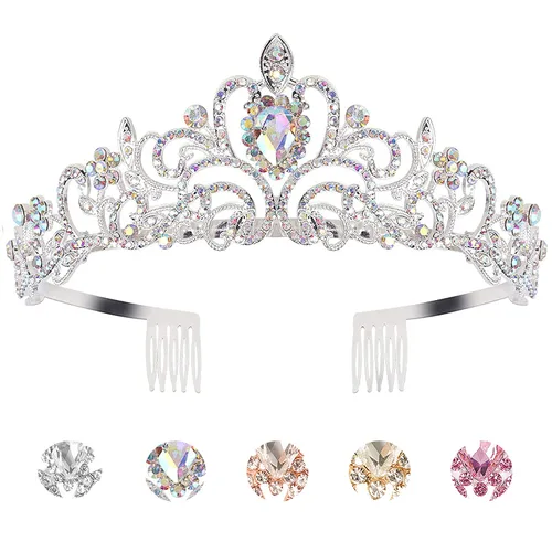 KICOSY 296 956 Tiara y Coronas para Mujeres, 1 unidad (paquete de 1), Cristal Diamante falso