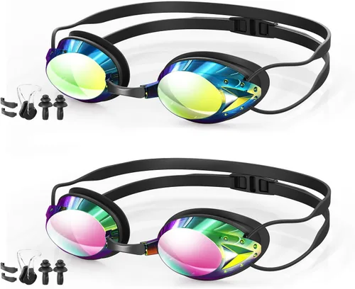 Gafas de natación, paquete de 2 gafas de natación antivaho para adultos, jóvenes, hombres y mujeres