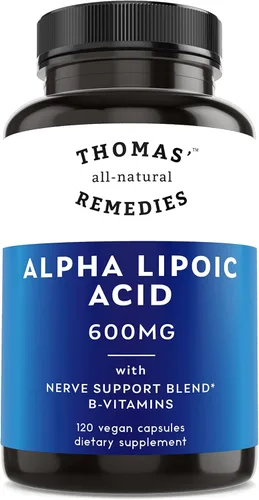 Miniatura 6 de Thomas' all-natural Remedies Ácido alfa lipoico 600 mg, 120 cápsulas con vitaminas B, vegano, sin rellenos