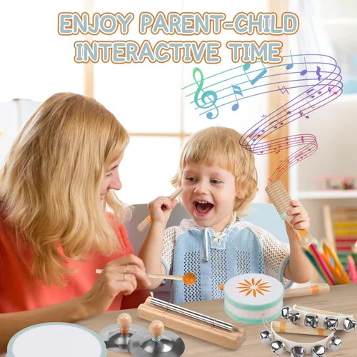 Miniatura 4 de Instrumentos musicales para bebés – Juguetes musicales Montessori para niños pequeños de 1 a 3 años, juego de instrumentos de percusión de madera